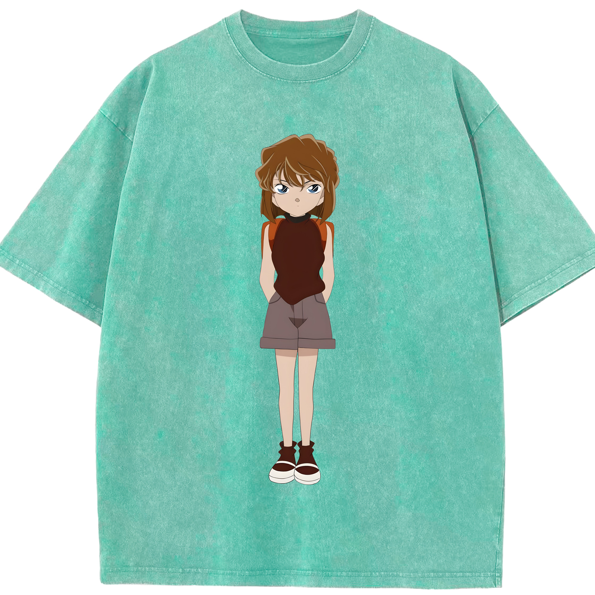 （画像用） 名探偵コナン 灰原 哀 はいばら あい Detective Conan Anita Hailey、Vi Graythorn Haibara Ai 綿100% ヴィンテージ風 半袖Tシャツ（フロントプリント）